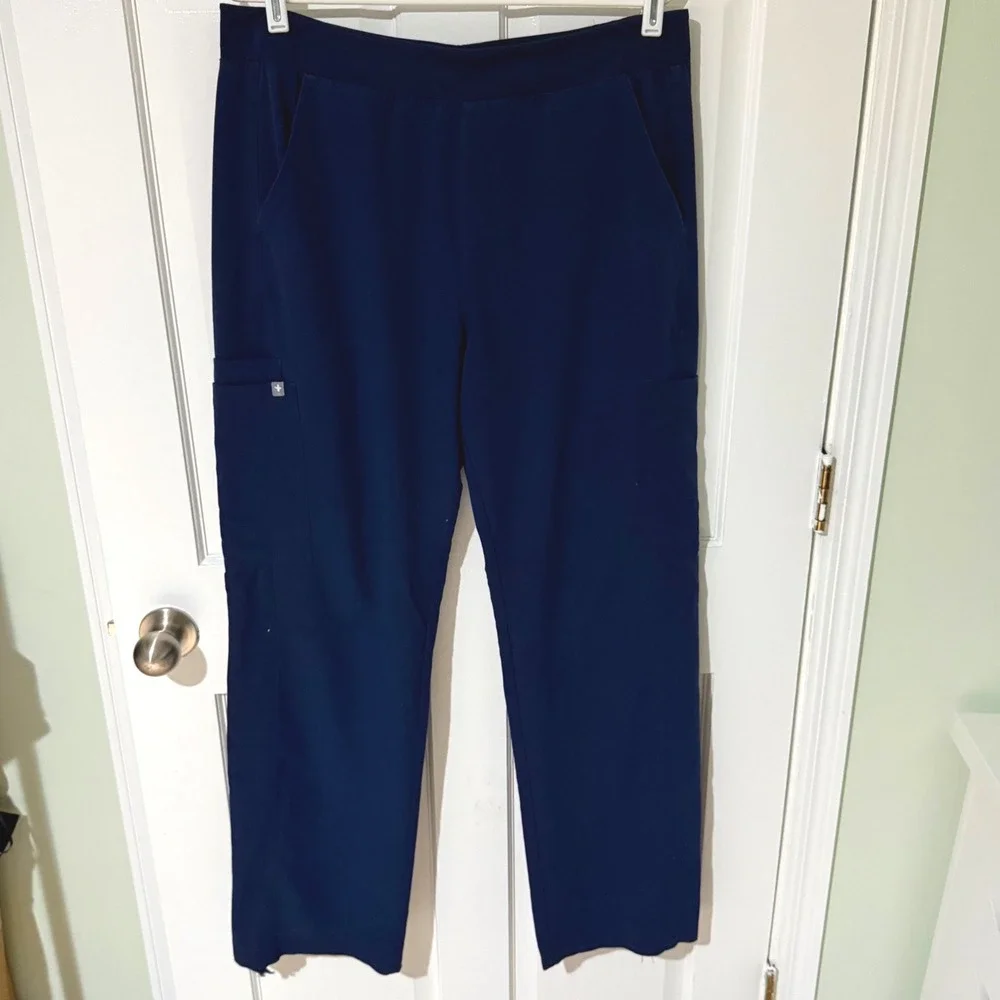 Figs Technical Collection Navy Blue Scrub Pants Mens Large Lot of 2 Frayed Hem